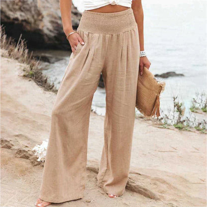 Lightweight Wide Leg Linen Trousers