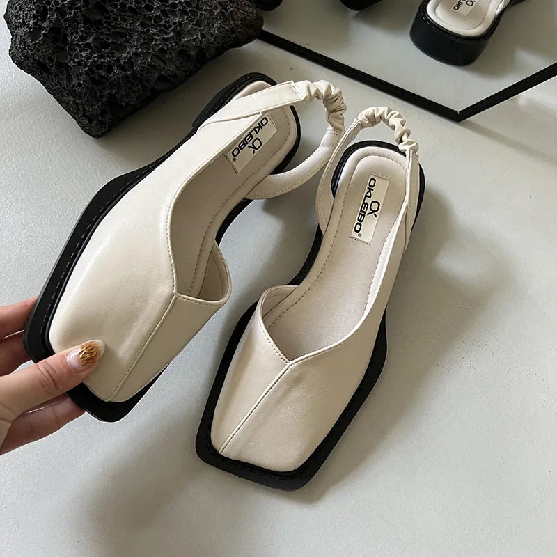 Slingback Sandals with Square Toe for Women
