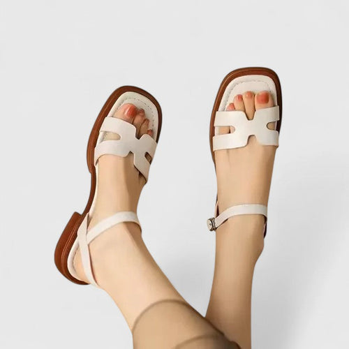 Sophisticated Flat Sandals with Adjustable Ankle Strap