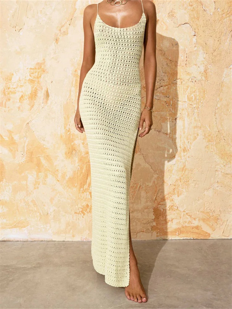 Slit Bodycon Knit Maxi Cover Up