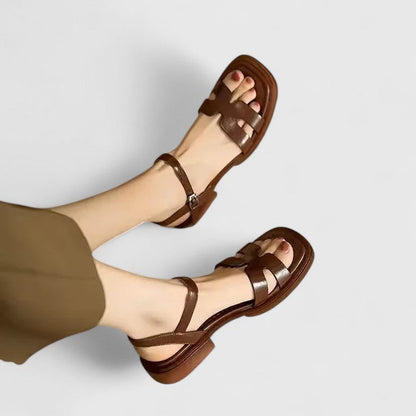 Sophisticated Flat Sandals with Adjustable Ankle Strap