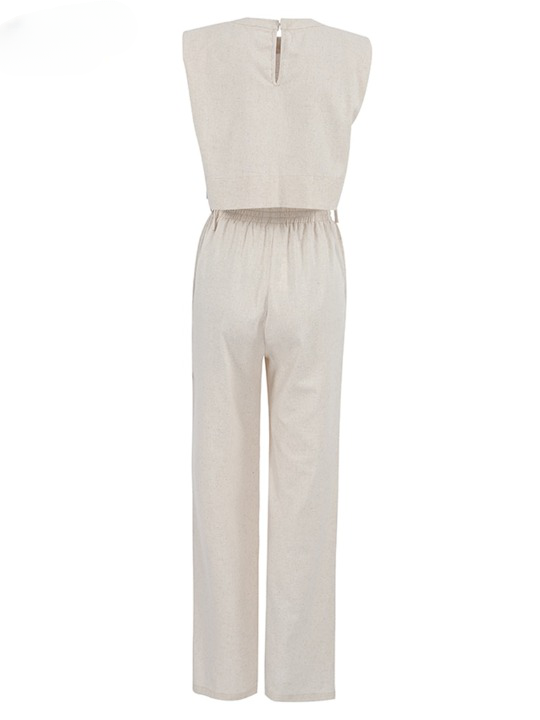 Relaxed Linen Vacation Set with Wide-Leg Trousers