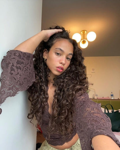 Elegant V-Neck Lace Top with Flared Sleeves