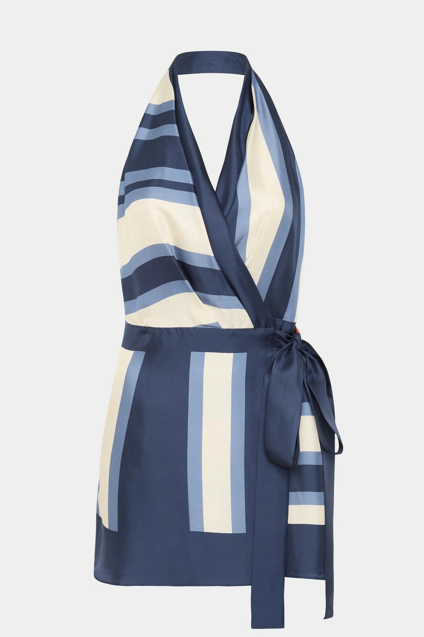 Elegant Striped Halterneck Mini Dress