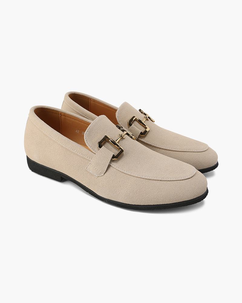 Suede Loafer with Gold Metal Detail