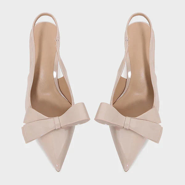 Bow Slingback Heels with Pointed Toe