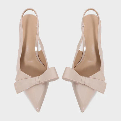 Bow Slingback Heels with Pointed Toe