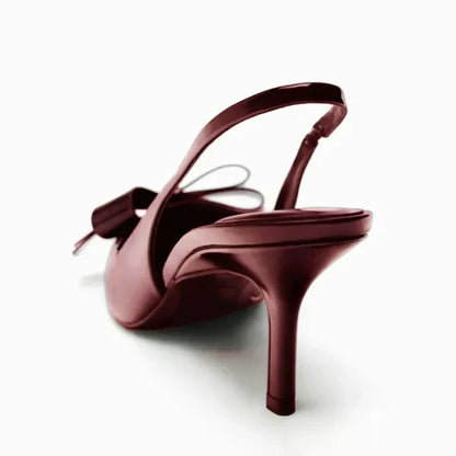 Bow Slingback Heels with Pointed Toe