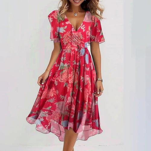 Floral Chiffon Midi Dress – Lightweight Summer Elegance