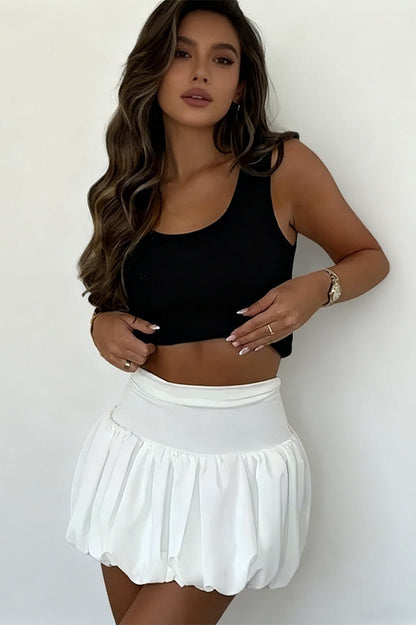 Solid Bubble Hem Mini Skirt for Women