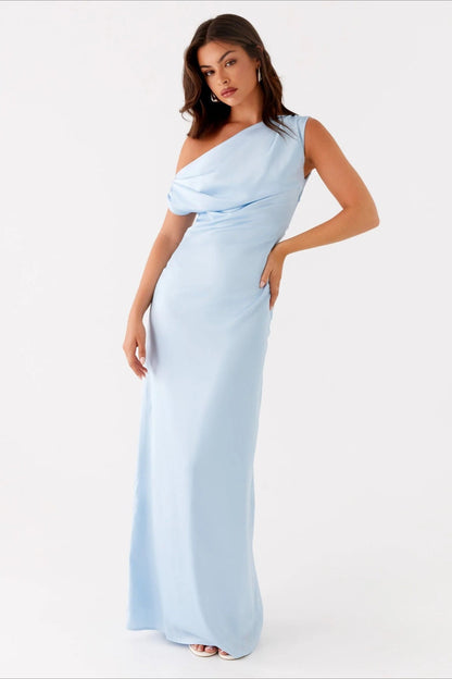 Asymmetric One-Shoulder High-Waist Maxi Dress