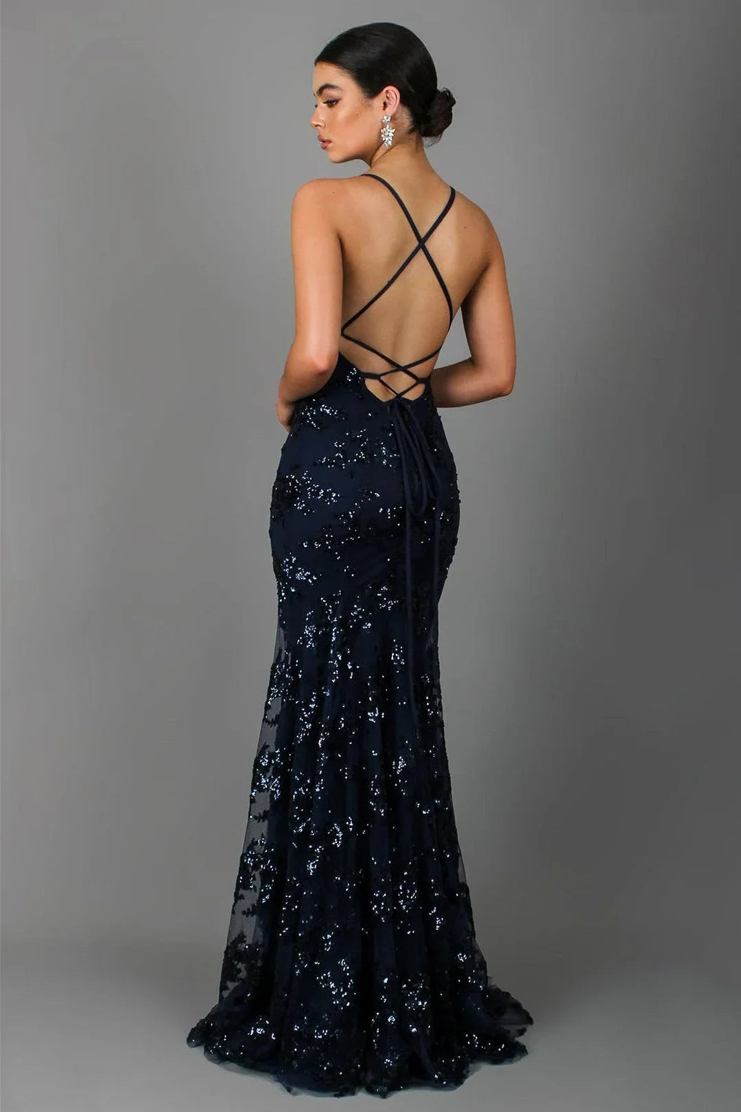 Sequin V-Neck Backless Maxi Dress for Women