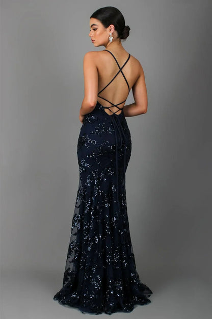 Sequin V-Neck Backless Maxi Dress for Women