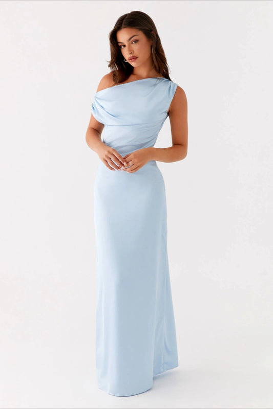 Asymmetric One-Shoulder High-Waist Maxi Dress