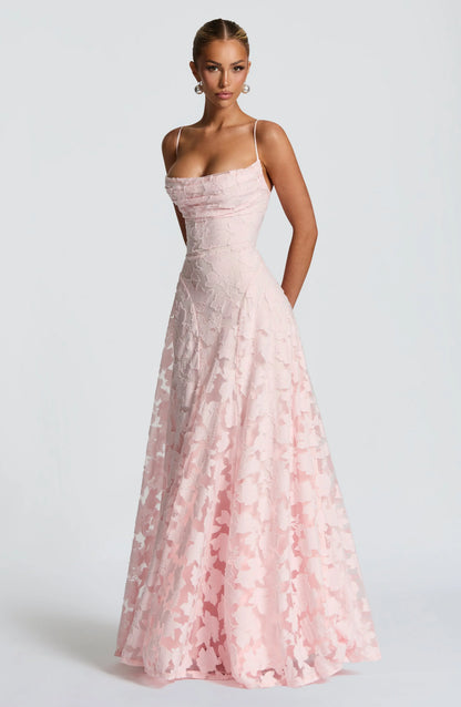 Backless Chiffon Spaghetti Strap Maxi Dress