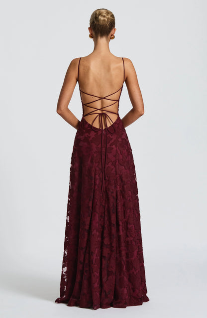 Backless Chiffon Spaghetti Strap Maxi Dress