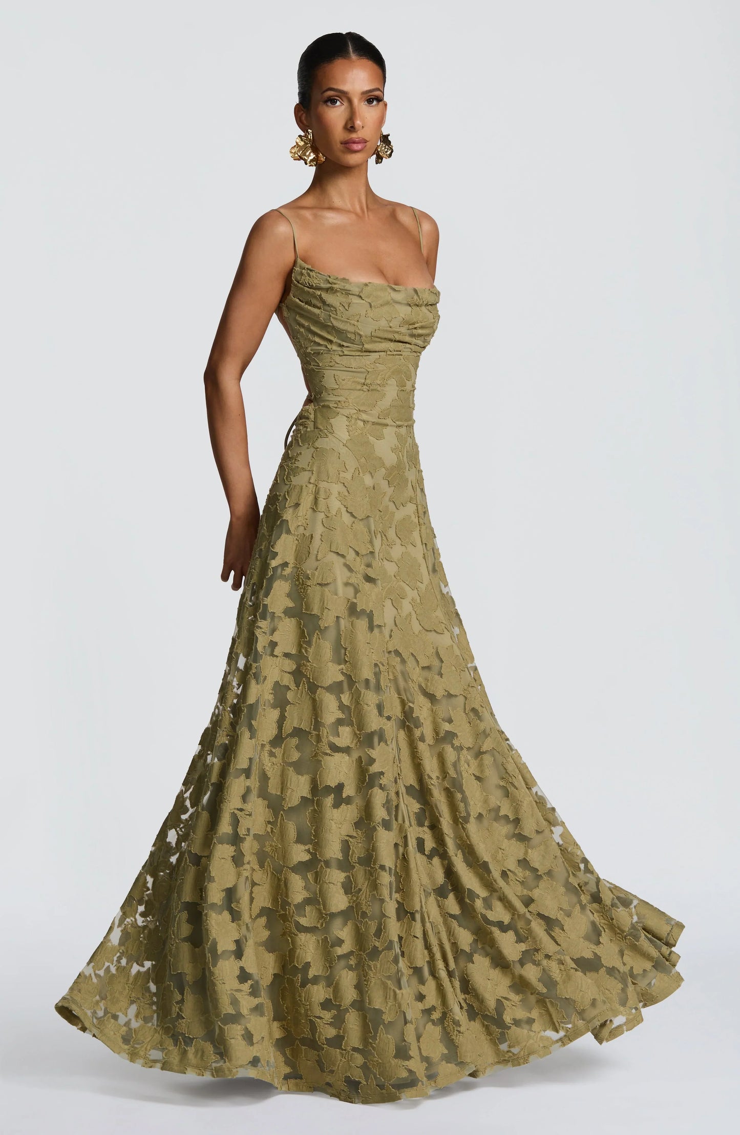 Backless Chiffon Spaghetti Strap Maxi Dress