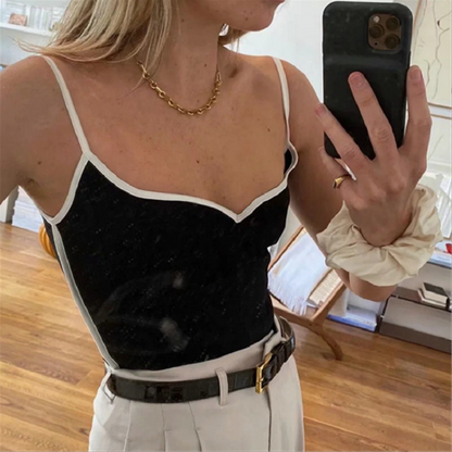 Heart Neckline Cami Top with Adjustable Straps