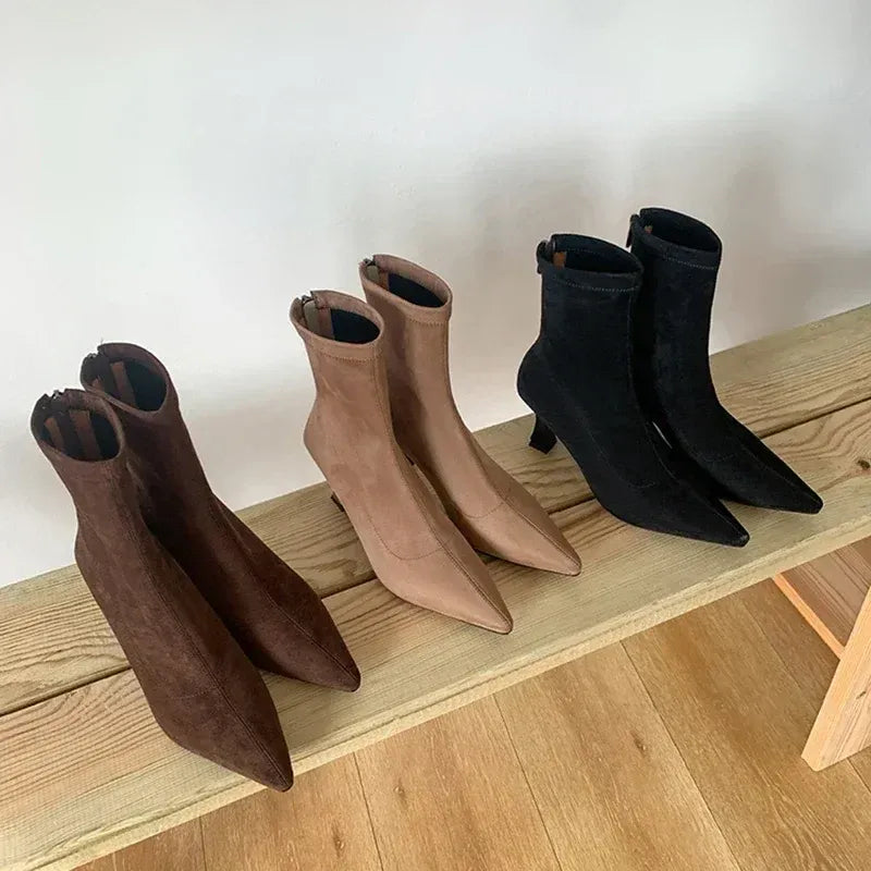 Elegant Pointed Toe Stiletto Ankle Boots