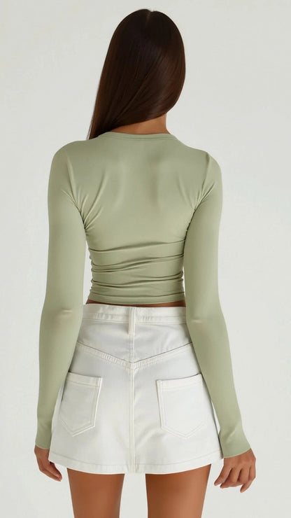 Long Sleeve Fitted Crop Top