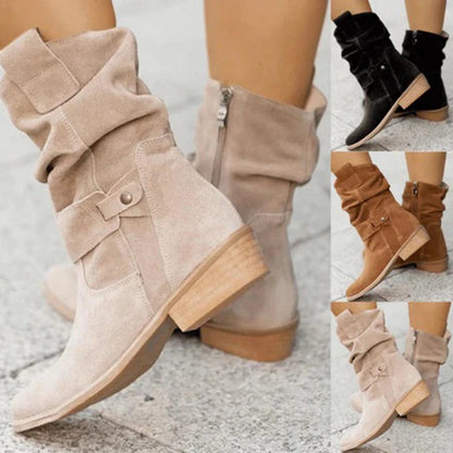 Stylish Slouch Ankle Boots with Low Heel