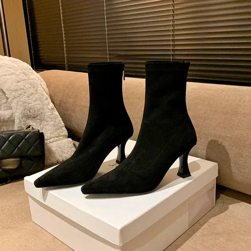Elegant Pointed Toe Stiletto Ankle Boots