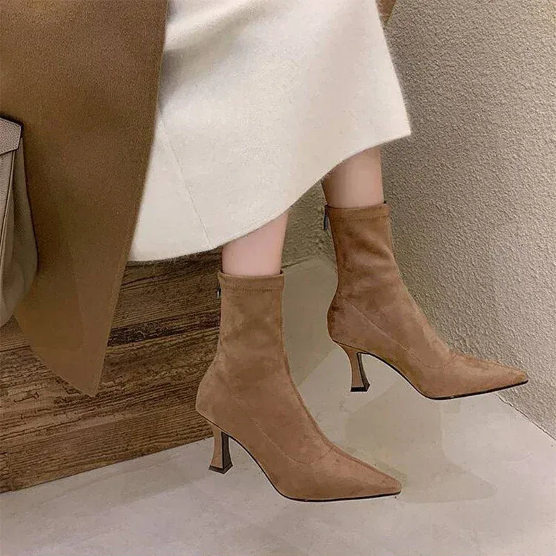Elegant Pointed Toe Stiletto Ankle Boots