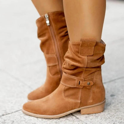 Stylish Slouch Ankle Boots with Low Heel
