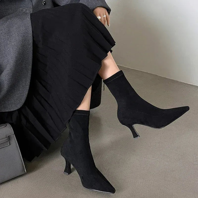 Elegant Pointed Toe Stiletto Ankle Boots