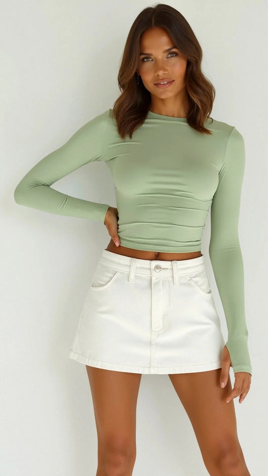 Long Sleeve Fitted Crop Top