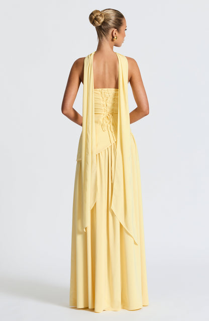 Strapless Maxi Dress with High Slit & Asymmetric Waist
