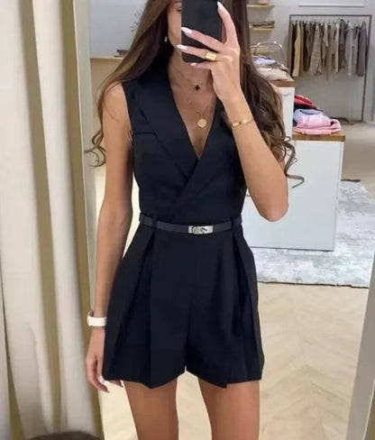 Chic Sleeveless Romper with Belt