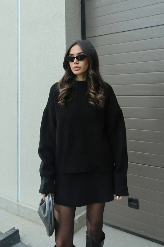 Elegant Sweater & Skirt Co-Ord Set - Two-Piece Knit Set