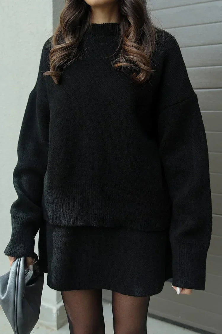 Elegant Sweater & Skirt Co-Ord Set - Two-Piece Knit Set