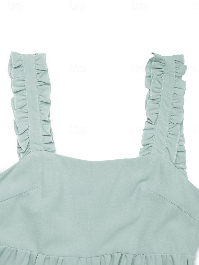Ruffled Strap Romper in Lightweight Fabric