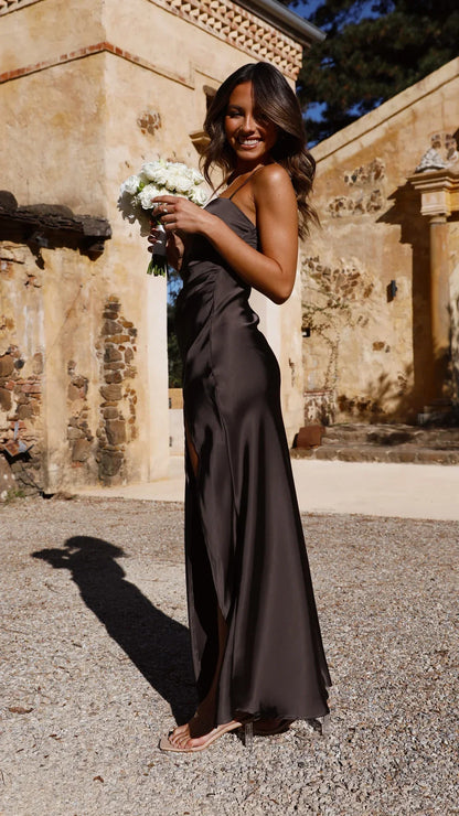 Silky Slip Dress – Satin Look with Side Split